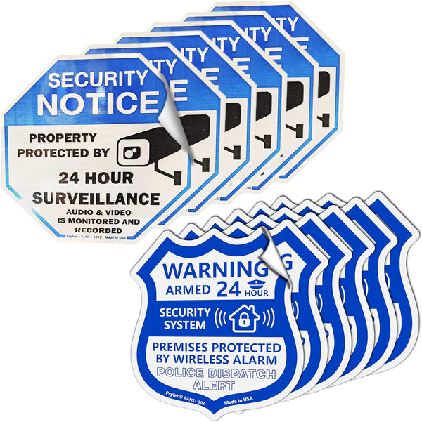 Psyfer (Fade-Free) 12 Pack - Security & Alarm UV Stickers [Made in