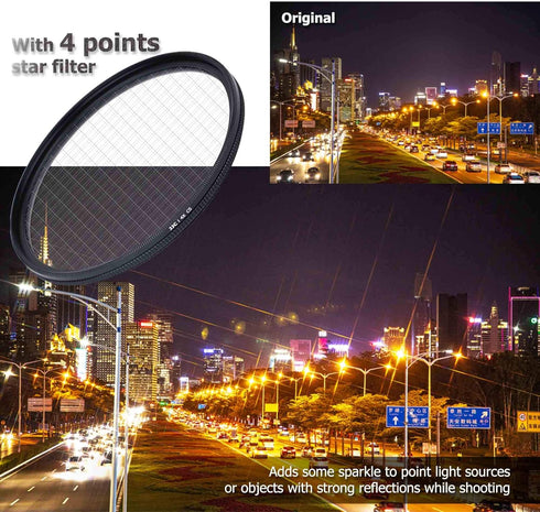 JJC 62mm Variable Star Filter Kit for Sony E 10-18mm f4, Nikon Z 35mm f1.8 S, Fujifilm XF 23mm f1.4 R