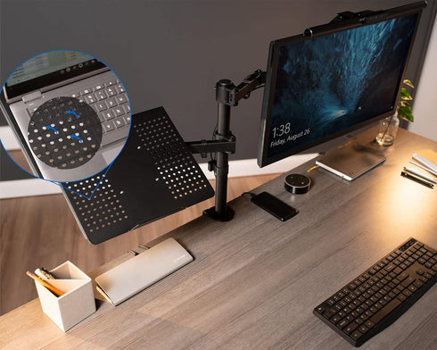 VIVO Black Fully Adjustable 13 to 32 inch Single Computer Monitor and Laptop Desk Mount Combo
