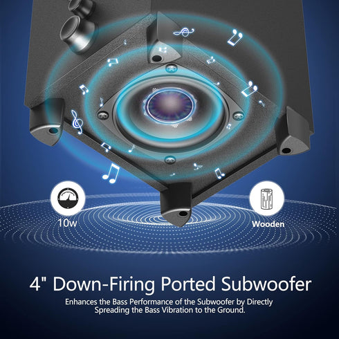 OROW Bluetooth Computer Speakers with Subwoofer, 18W Wireless PC Speakers, Support SD, USB, AUX, Bluetooth