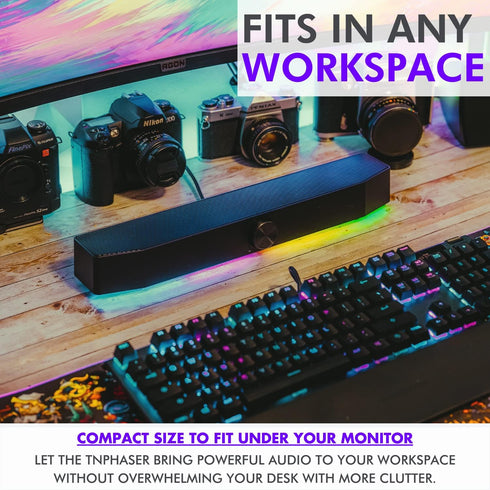 Tilted Nation Gaming Soundbar | RGB Monitor Sound Bar for PC | Crisp Audio and Adjustable LED | Wireless or USB Wired