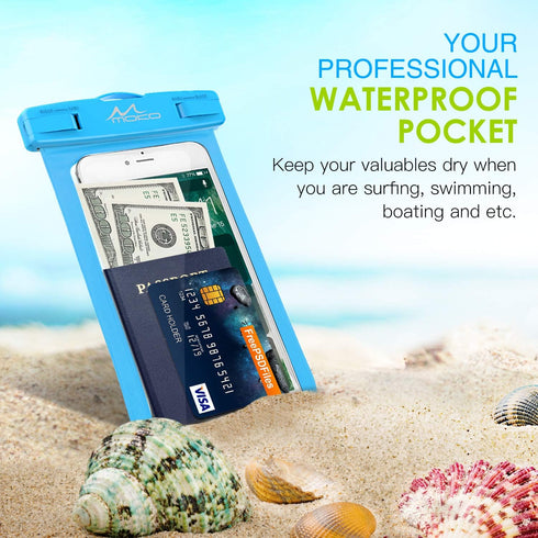 MoKo Waterproof Phone Pouch Holder 4Pack, Underwater Case with Lanyard for iPhone 14 13 12 11 Pro Max, Samsung S21