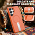 Samsung Galaxy S25 Ultra Case ExoGuard, Soft Skin-Friendly Silicone Cover, Adjustable Metal Kickstand - Orange
