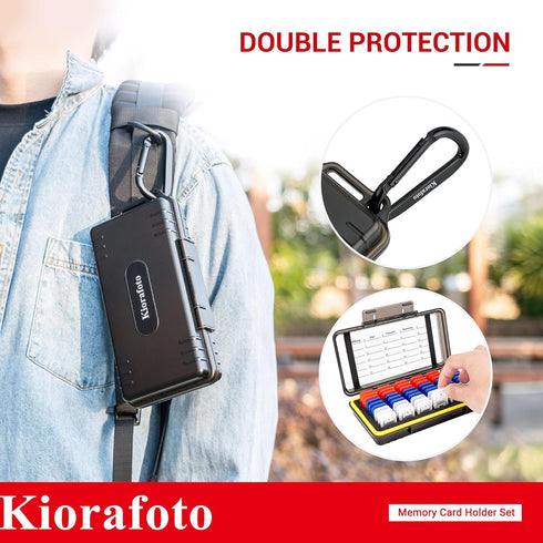 Dual Protect Micro SD Card Case - Water-Resistant Anti-Shock Organizer with 54 PCS Clear Memory Card Holders