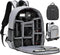 TARION Professional Camera Bag, Waterproof Backpack with Laptop Compartment for DSLR SLR Mirrorless Photography, Grey