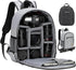 TARION Professional Camera Bag, Waterproof Backpack with Laptop Compartment for DSLR SLR Mirrorless Photography, Grey