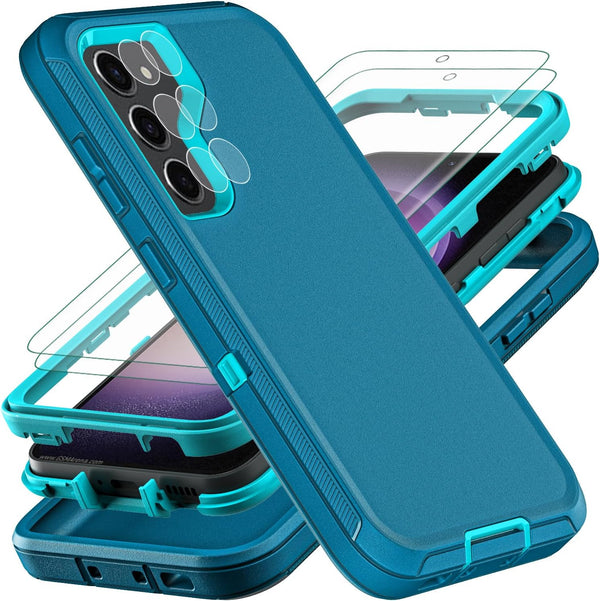 Samsung Galaxy S23 Case, Military Grade Shockproof/Dust Proof with 2Pcs Self Healing TPU Screen & Camera Lens