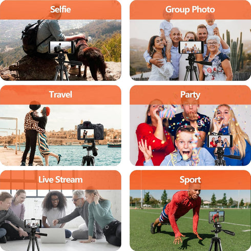 Camera Mount Phone Tripod Stand: 51-Inch Lightweight Travel Tripod for iPhone with Remote, Phone Holder & GoPro