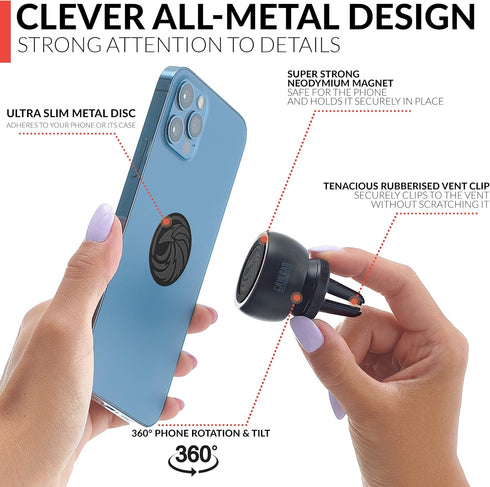 New 2025 Magnetic Air Vent Phone Mount for Car, Stylish All-Metal Holder for Any Smartphone