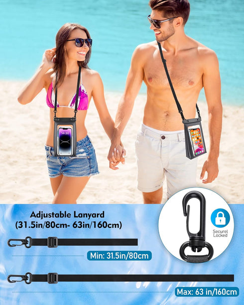 Large Universal Waterproof Phone Pouch, IPX8 Dry Bag with Wide Lanyard for Swimming and Rafting