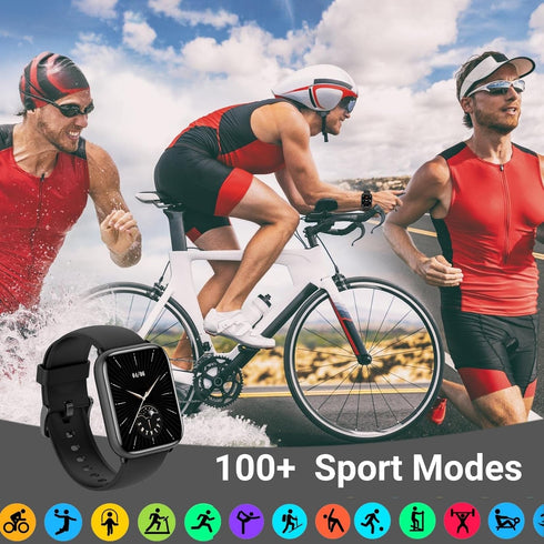 Smart Watch for Men Women, 1.8" Fitness Tracker with Heart Rate SpO2 Sleep Monitor, 100+ Sports, 5ATM Waterproof