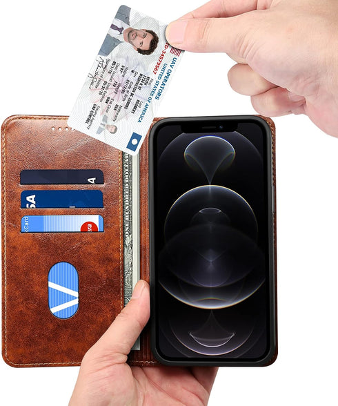 SINIANL 13 13 13 6.1 inch 2021 Compatible with iPhone Leather Case, iPhone Wallet Folio Case Book Design with Magnetic