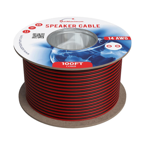 Cables Direct Online 25FT 14AWG Speaker Cable, 2 Conductors (14/2) CL3 Rated CCA (Copper Clad Aluminum) Black and Red