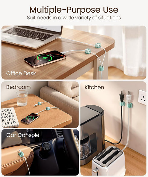 GolbinBox 6 Pack 8mm Magnetic Cable Clips, Glow in The Dark Cable Holders, Cord Organizer with Shockproof Silicone