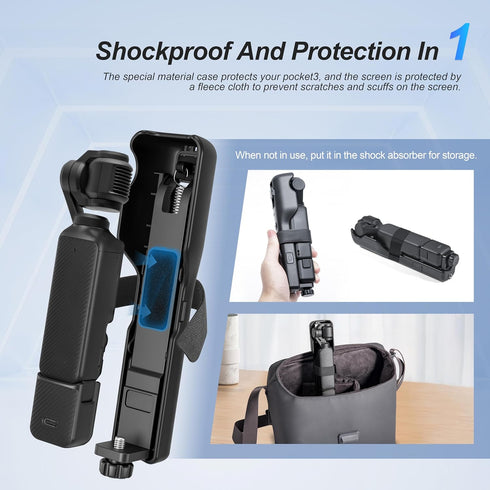 STARTRC OSMO Pocket 3 Handheld Stabilizer, Mini Z-Axis Anti-Shake Handle Grip, Storage Case for DJI Osmo