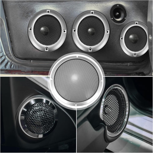 X AUTOHAUX 2pcs 10" Speaker Grille Cover, Round Subwoofer Grille Horn Protective Guard, Silver Tone Car Accessories