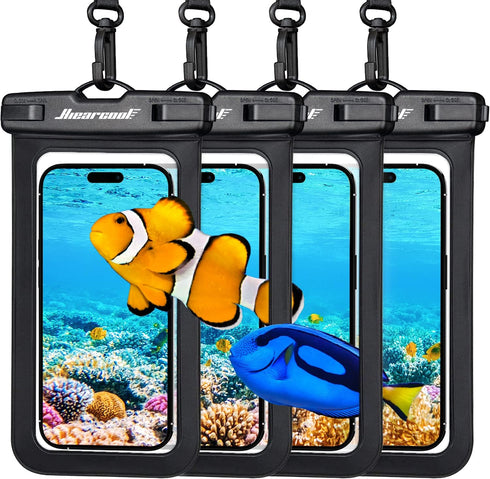 Hiearcool Waterproof Phone Bag for iPhone, 4-Pack Travel Essentials Must Haves, Black Pouch Accessories