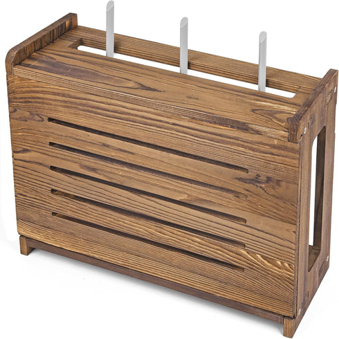 Wooden Router Shelf Wall Mount WiFi Router Storage Box Modem Cable Router