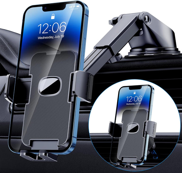 Phone Holder Car Mount for iPhone, Powerful Suction Dashboard Windshield Air Vent Universal Accessories