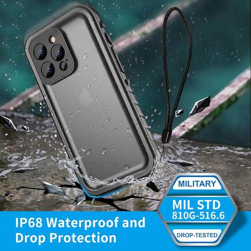 SPORTLINK for iPhone 13 Pro Waterproof Case - Full Body Shockproof Dustproof Phone Screen Protector Rugged Case for