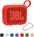 co2CREA Silicone Cover Case for JBL Go 4 Waterproof Bluetooth Speaker, Portable Travel Case with Carabiner (Red Case)