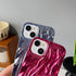 Caseative iPhone 13 Case - Pleated Water Ripple Chrome Plating, Electroplated Wave Pattern, Soft, Gold.