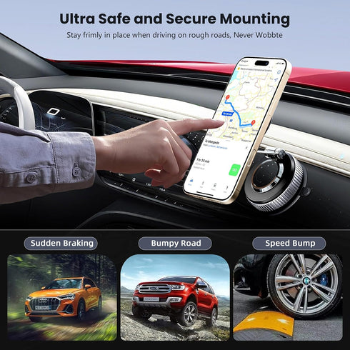 MOGU Holder-118LBS Suction+2800gf Magnet,360 Vacuum Magnetic Car Phone Strong Adjustable Dashboard Mount, Hands-Free