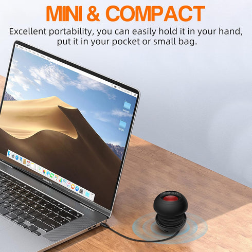 Mini Bass Speaker, mohoss Portable Plug-in Speaker with 3.5mm Aux Audio Input for Smartphones, Laptop