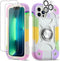 iPhone 13 Pro Max Case with Ring Stand, Heavy-Duty Shockproof Cover, 2 Pack Glass Screen Protector, Rainbow White