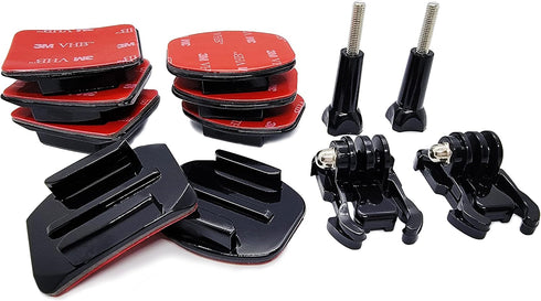 JINGXIN Helmet Mounts for GoPro - Flat Curved Adhesive Sticky Mount with Buckle Attachment, Compatible with Hero 11,