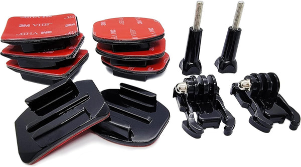 JINGXIN Helmet Mounts for GoPro - Flat Curved Adhesive Sticky Mount with Buckle Attachment, Compatible with Hero 11,