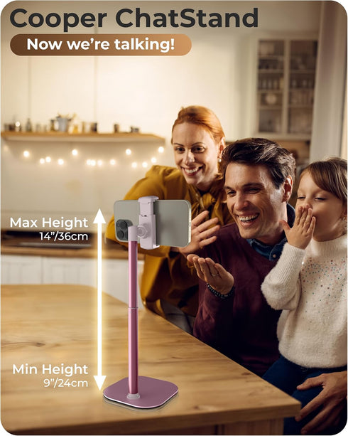 COOPER ChatStand, Adjustable Cell Phone Stand for Desk, Phone Stand for Recording, iPhone Holder for Filming, Small