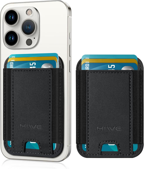 Phone Card Holder, Premium Leather Stick-On Wallet, Strong Adhesive Pocket for iPhone, Samsung & Most Smartphones, Fit