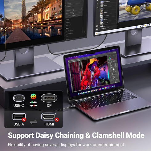 1.4 8K@60Hz 4K@240Hz 4/3 32.4Gbps 17, 10FT UGREEN USB C to DisplayPort Cable Unidirectional Thunderbolt to DisplayPort