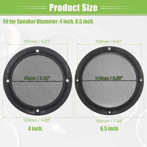 ACROPIX Universal Speaker Grills Cover Mesh Round 4" 6.5" - Pack of 4, Iron Gray, Audio Speaker Subwoofer Protector