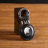 Genuine Leather Airtag Holder for Apple Airtag, Secure Keychain Holder with Stainless Steel Ring, Black V2.0