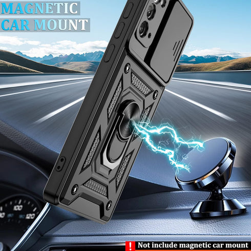 Samsung Galaxy Note20 Case with Slide Camera Cover, Military-Grade Protection, 360 Rotating Kickstand, 1 Pack HD
