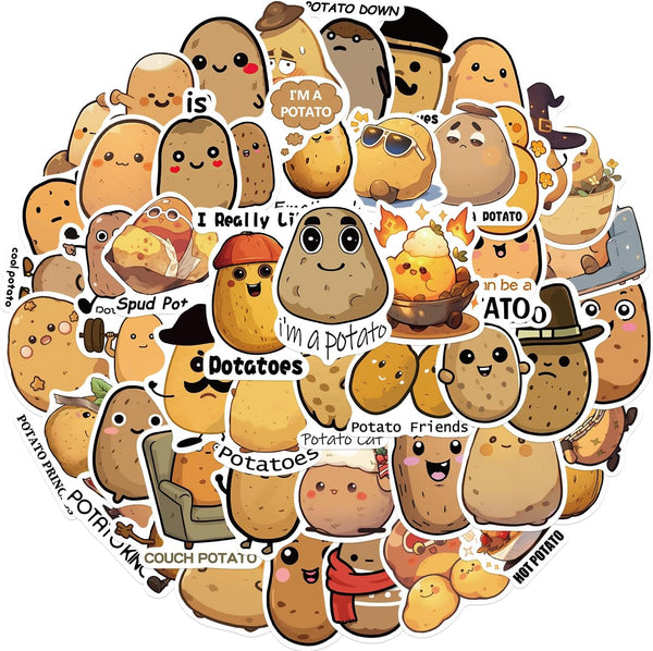 Beuthar 50PCS Funny Potato Stickers for Adults, Kids, Teens, Cute Cartoon Vinyl Waterproof