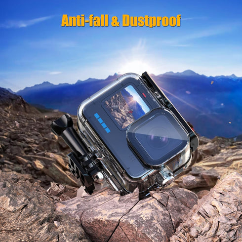 Waterproof Case with Dive Filters for GoPro Hero 12/11/10/9 Black, 230FT Underwater Protective Housing Dive Kit