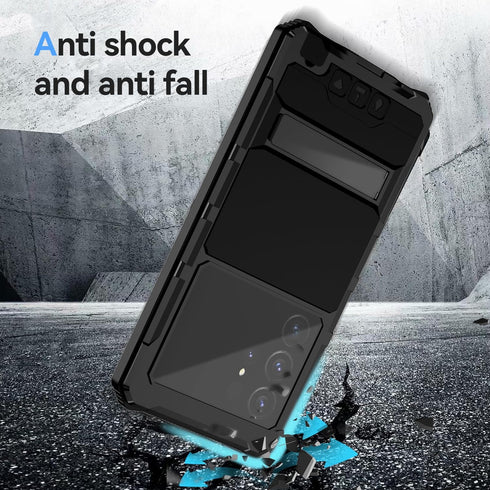 Samsung Galaxy S24 Ultra 5G Case, Heavy Duty Aluminum Metal Gorilla Glass, Waterproof Shockproof Protector Cover with
