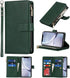 Jaorty Wallet Case for iPhone XR, 9 Card Slots, Wrist Strap, Zipper Cash Pocket, Shockproof Slim Case (Dark Green)