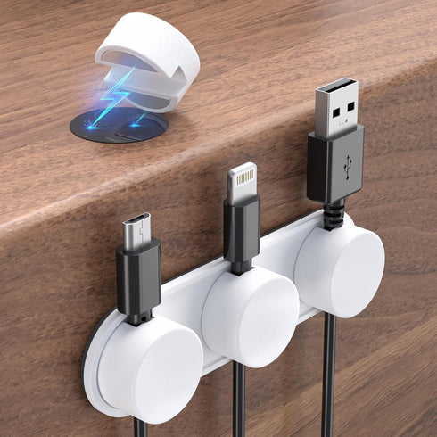 Magnetic Cable Holder, 4 Magnetic Organizers with 1 Metal Disc for Office Desk Laptop USB Charging Cable Organization