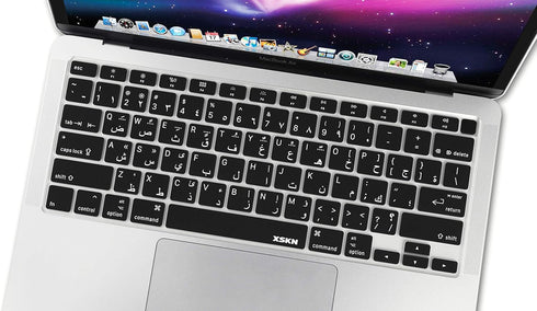 XSKN Arabic/English Black US Version Silicone Keyboard Cover - Compatible with 2020 MacBook Air 13.3 inch