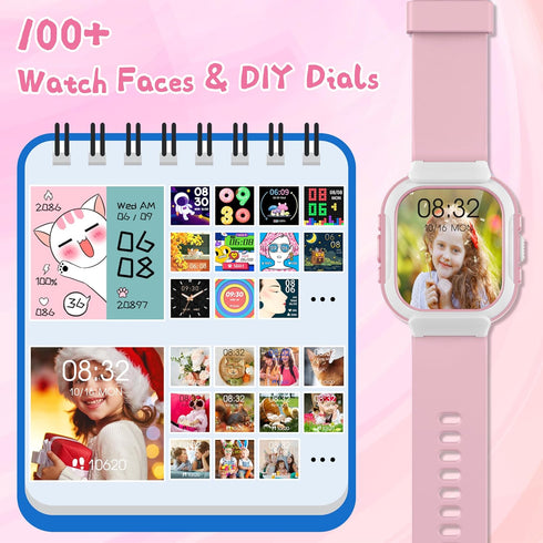 Kids Smart Watch - IP68 Waterproof Fitness Tracker with DIY Watch Face for Ages 5-12