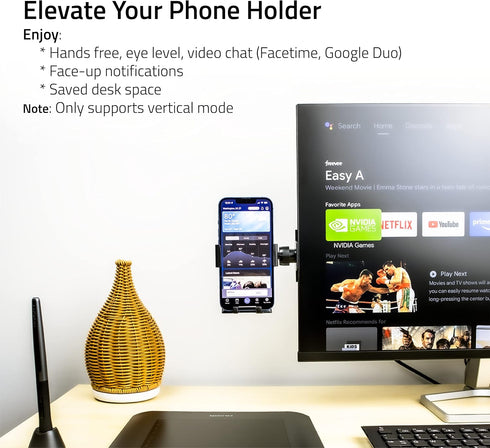 2-in-1 Monitor/Laptop Phone Holder & Headphone Hook Clip - Gravity Side Mount by GadgetRest