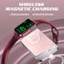 Portable Wireless Charger for Apple Watch Series 9/8/UItra/7/6/5/4/3/2/SE, 1500mAh Magnetic Keychain Charger, Pink