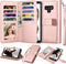 Njjex Luxury Wallet Case for Galaxy Note 9 - PU Leather, 9 Card Slots, Detachable, Kickstand, Magnetic Phone Cover with