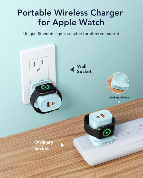 VRURC 20W PD 3-in-1 Apple Watch Charger with Magnetic Wireless Charging and Dual Ports