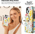 HAOPINSH Wallet Case for iPhone 13/14 with Card Holder, 360° Rotation Ring Kickstand, RFID Blocking Leather for Girls