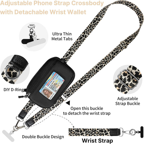 FUVLIFE Clip and Go Strap for Phone with Wallet Crossbody, Cell Phone Lanyard for Women Men, Adjustable Phone Strap